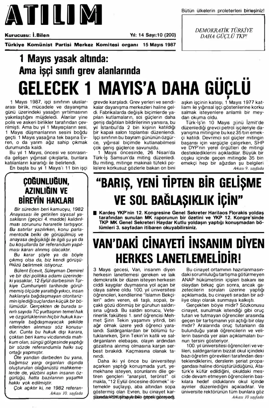 Atılım Sayı 200 - 15 Mayıs 1987 kapak görseli