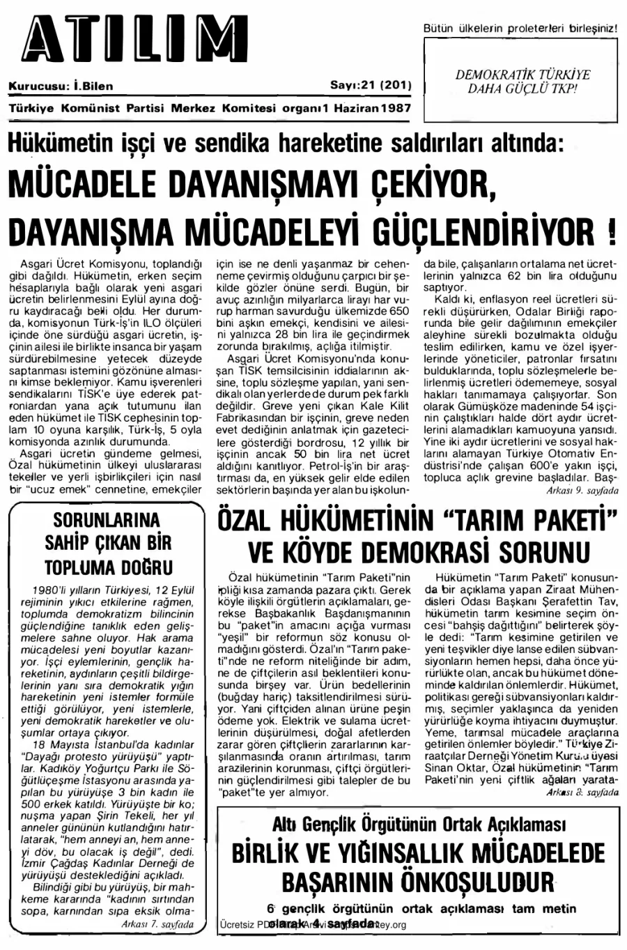 Atılım Sayı 201 - 01 Haziran 1987 kapak görseli