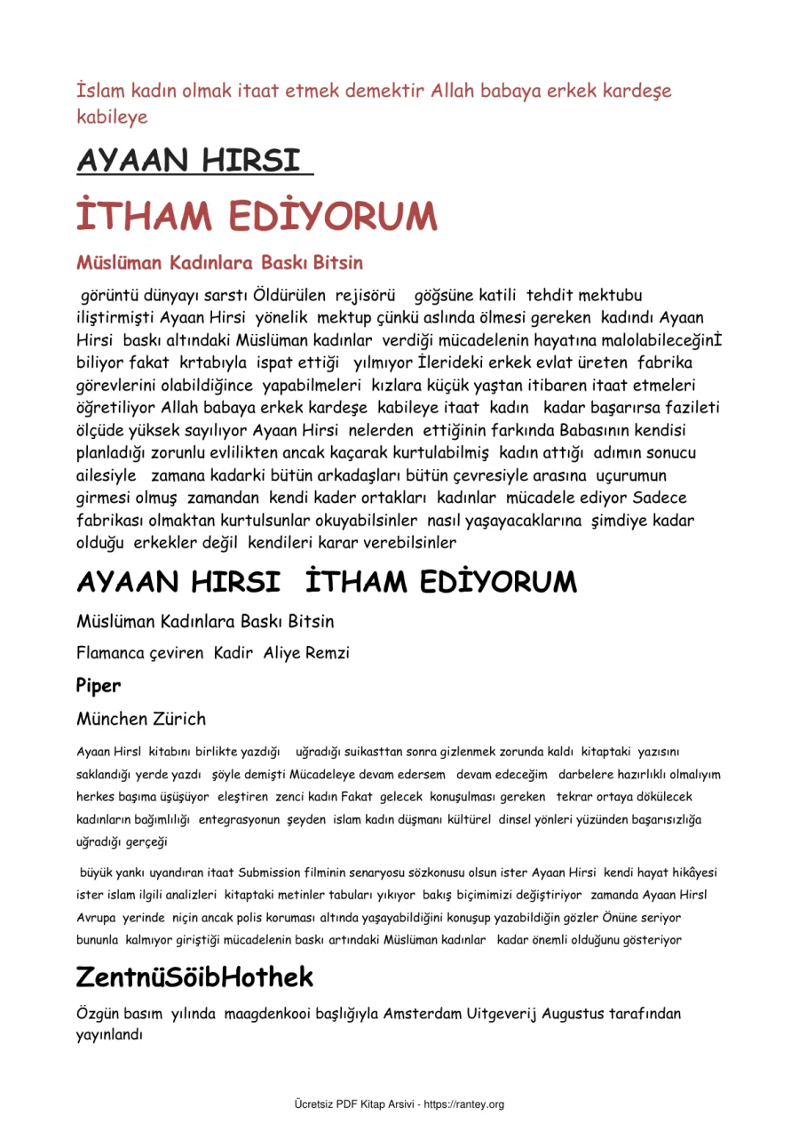 AYAAN HIRSI İTHAM EDİYORUM kapak görseli