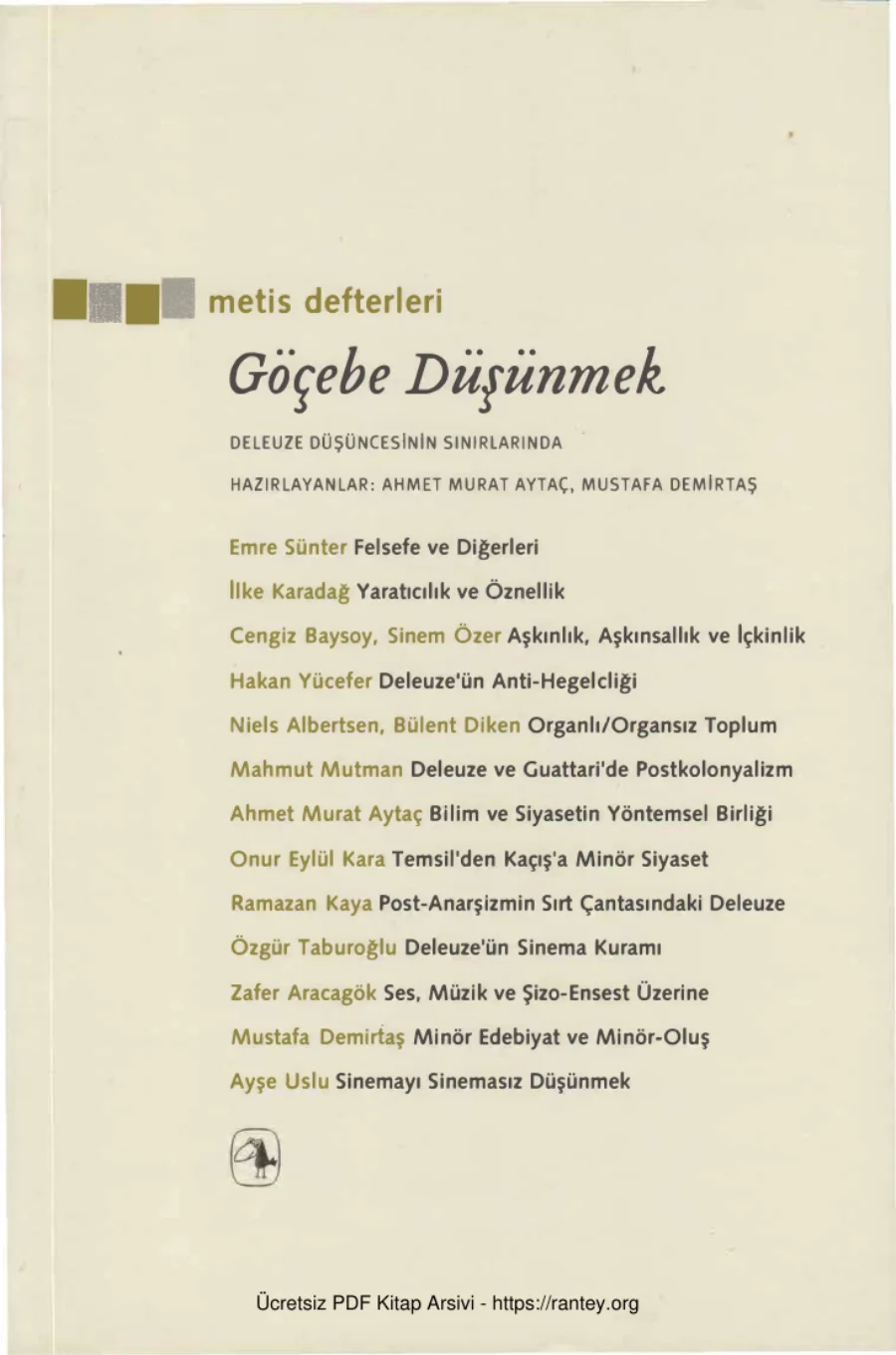 Aytaç Mustafa Demirtaş Göçebe Düşünmek kapak görseli