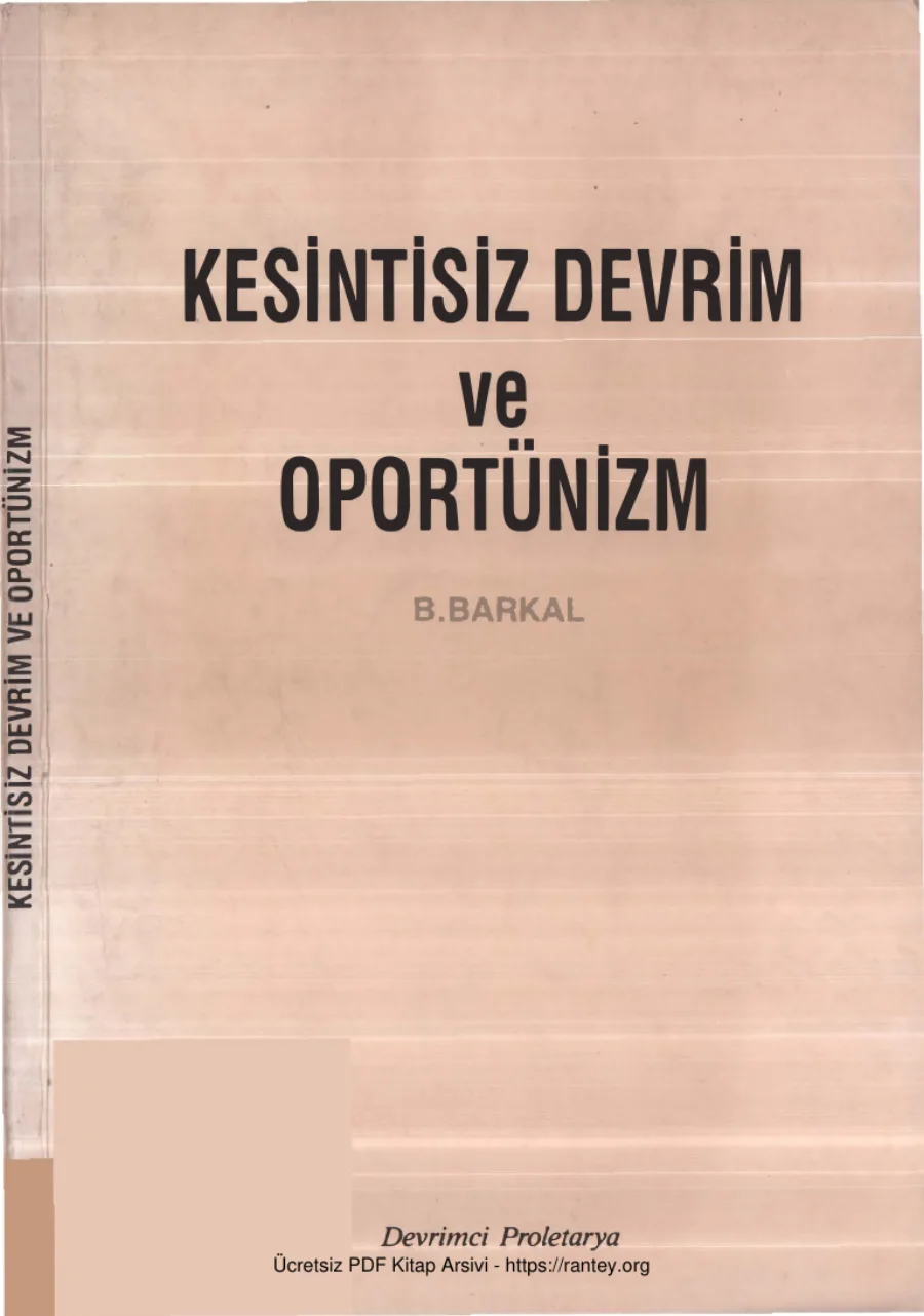 B Barkal Kesintisiz Devrim ve Oportünizm Devrimci Proletarya Yayınları kapak görseli