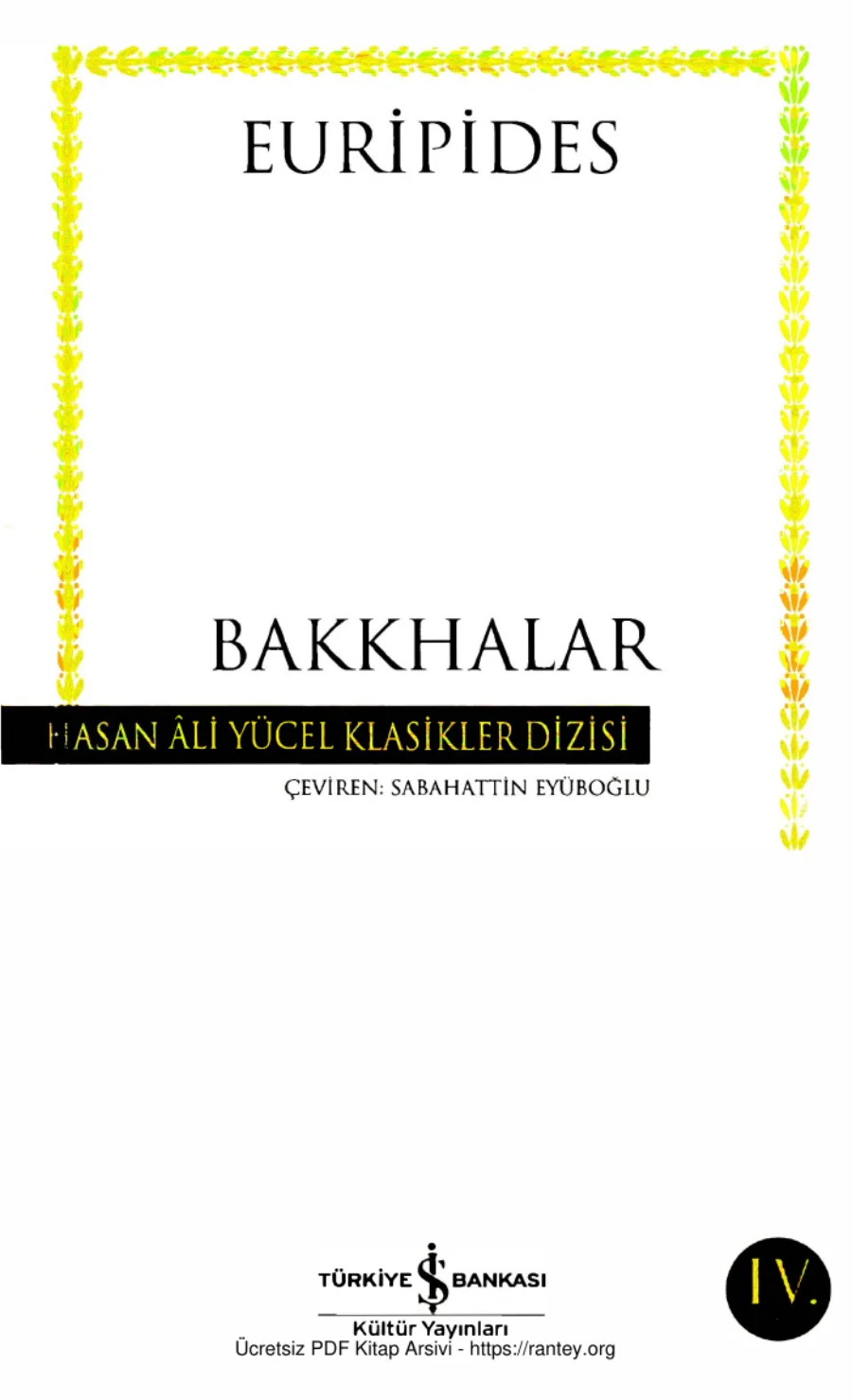 Bakkhalar İş Bankası Yayınları kapak görseli
