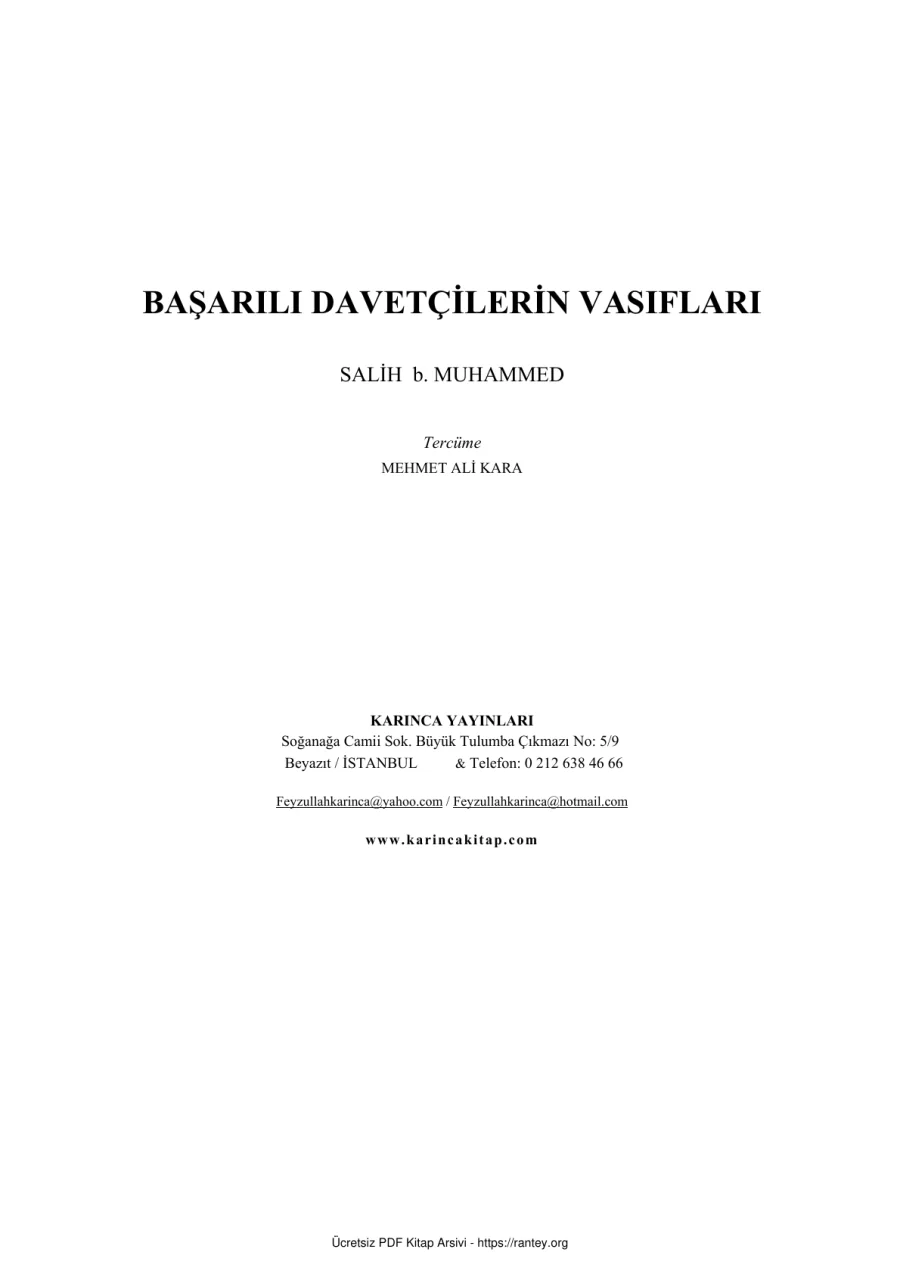 BAŞARILI DAVETÇİLERİN VASIFLARI Ebu Abdulmumin Tekin Mıhçı kapak görseli