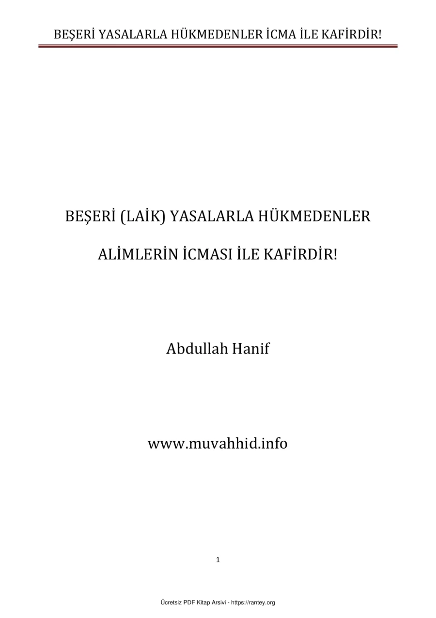 BEŞERİ YASALARLA HÜKMEDENLER İCMA İLE KAFİRDİR Ebu Abdulmumin Tekin Mıhçı kapak görseli