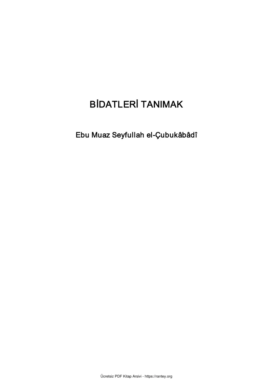 BİDATLERİ TANIMAK Ebu Abdulmumin Tekin Mıhçı kapak görseli