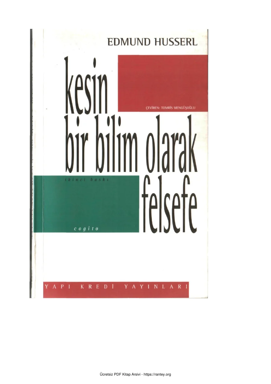 Bilim Olarak Felsefe Edmund Husserl kapak görseli