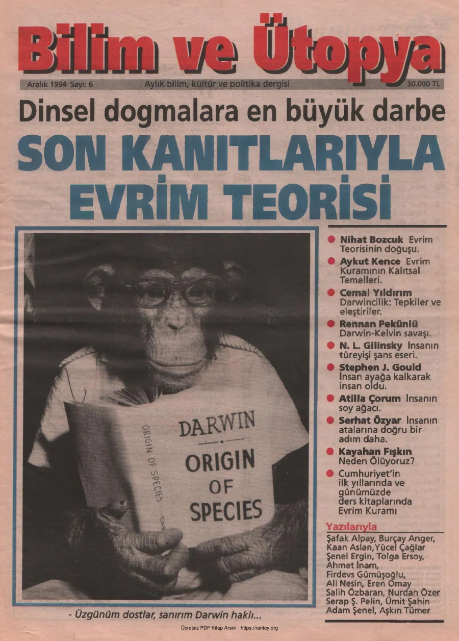 Bilim ve Ütopya Sayı 006 Aralık 1994 kapak görseli
