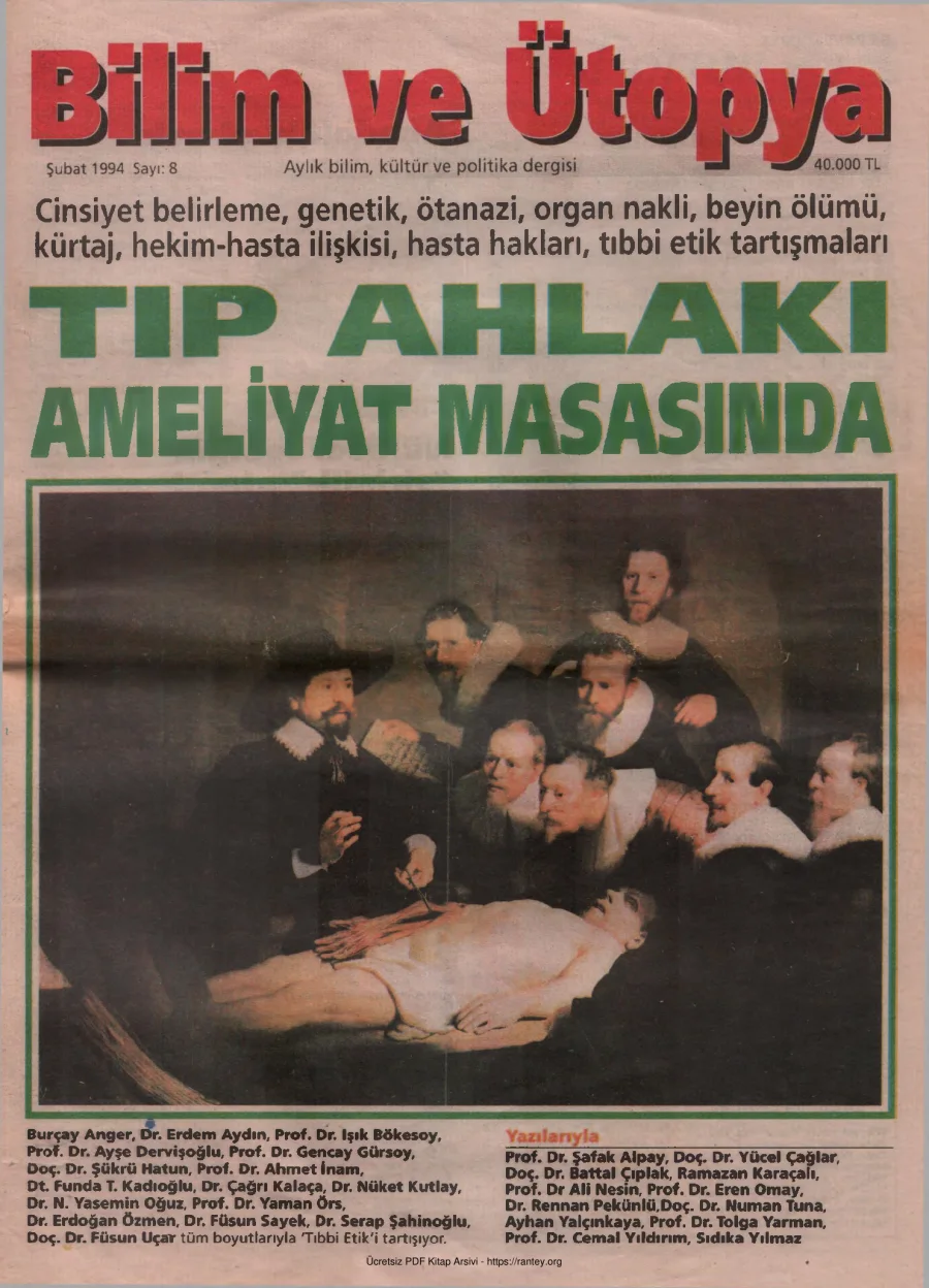 Bilim ve Ütopya Sayı 008 Şubat 1995 kapak görseli