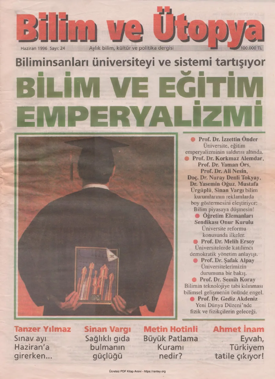 Bilim ve Ütopya Sayı 024 Haziran 1996 kapak görseli