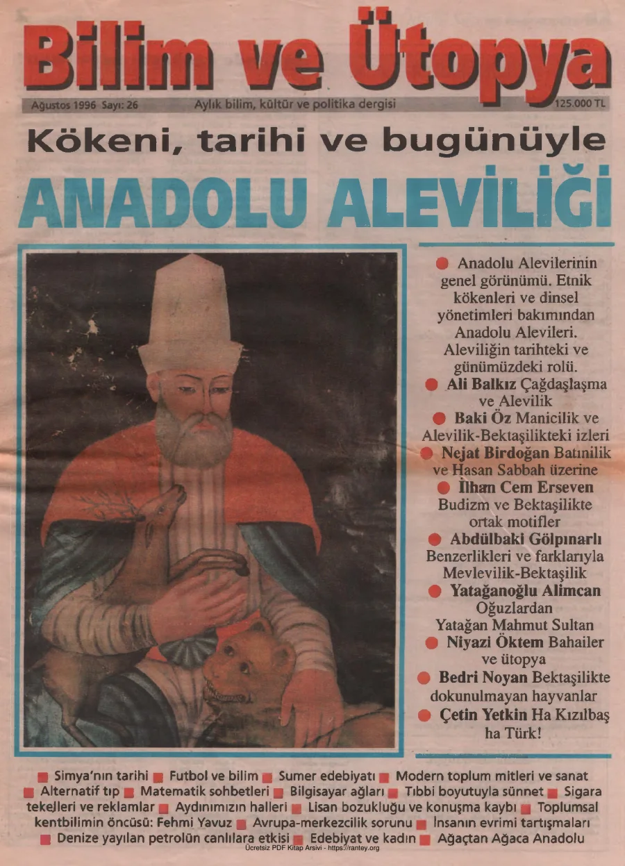 Bilim ve Ütopya Sayı 026 Ağustos 1996 kapak görseli