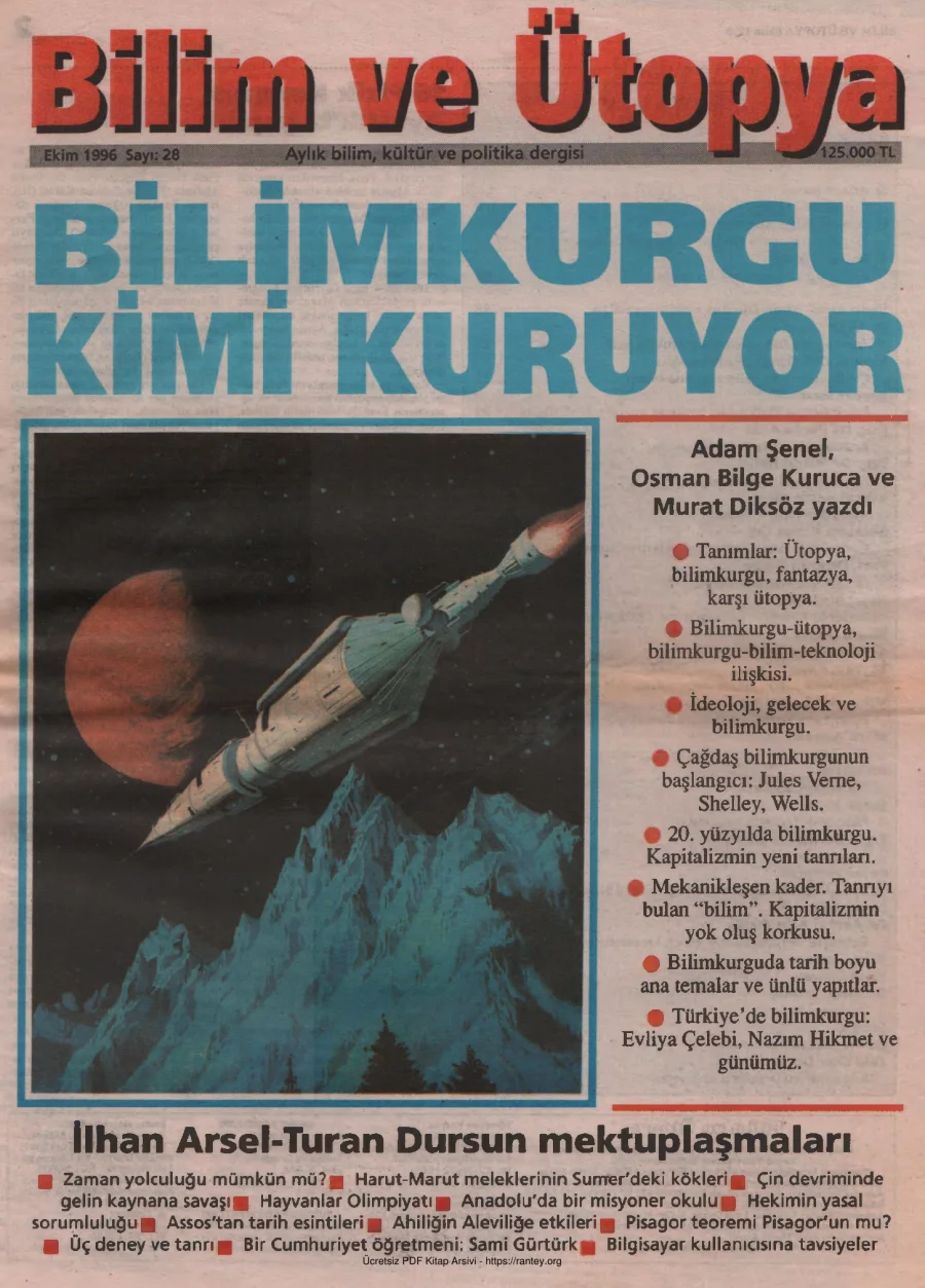 Bilim ve Ütopya Sayı 028 Ekim 1996 kapak görseli