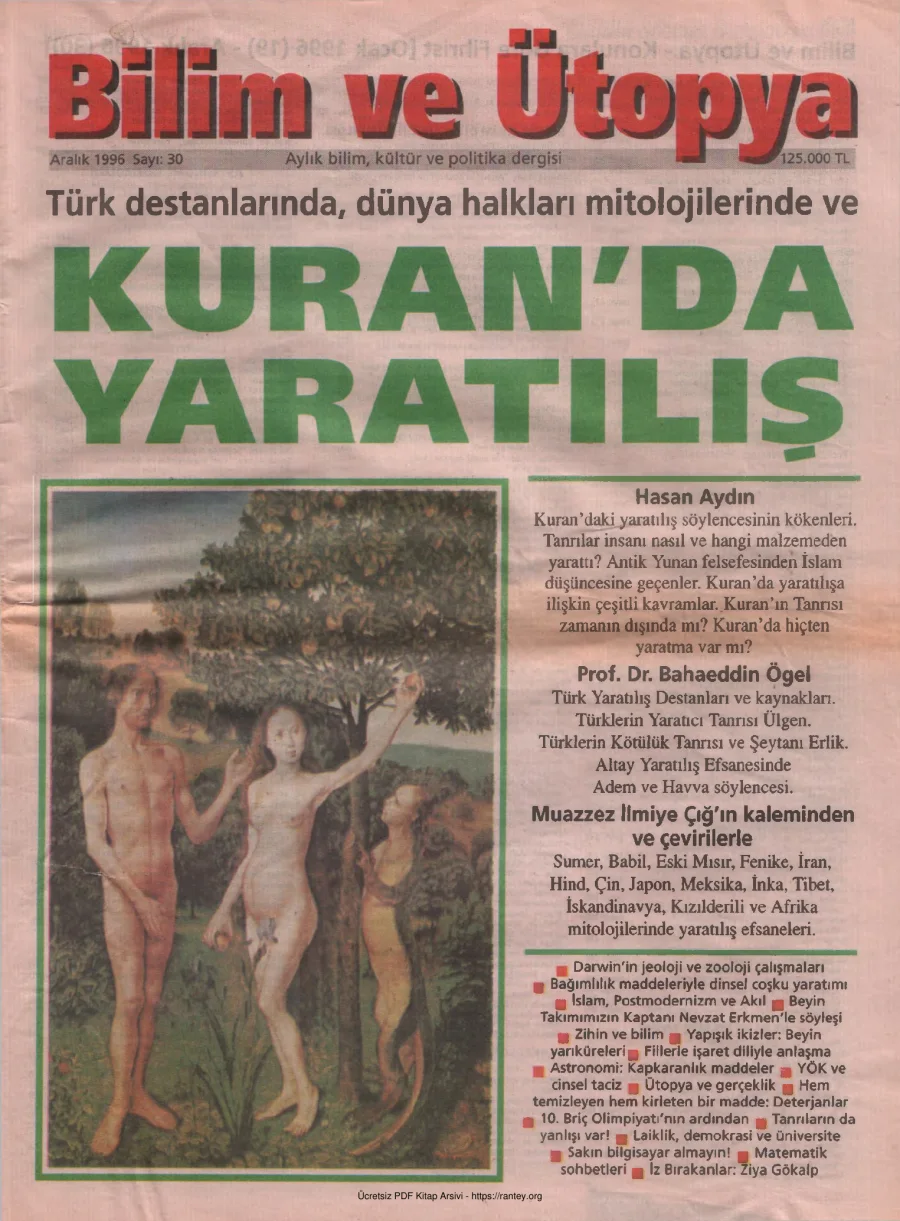 Bilim ve Ütopya Sayı 030 Aralık 1996 kapak görseli