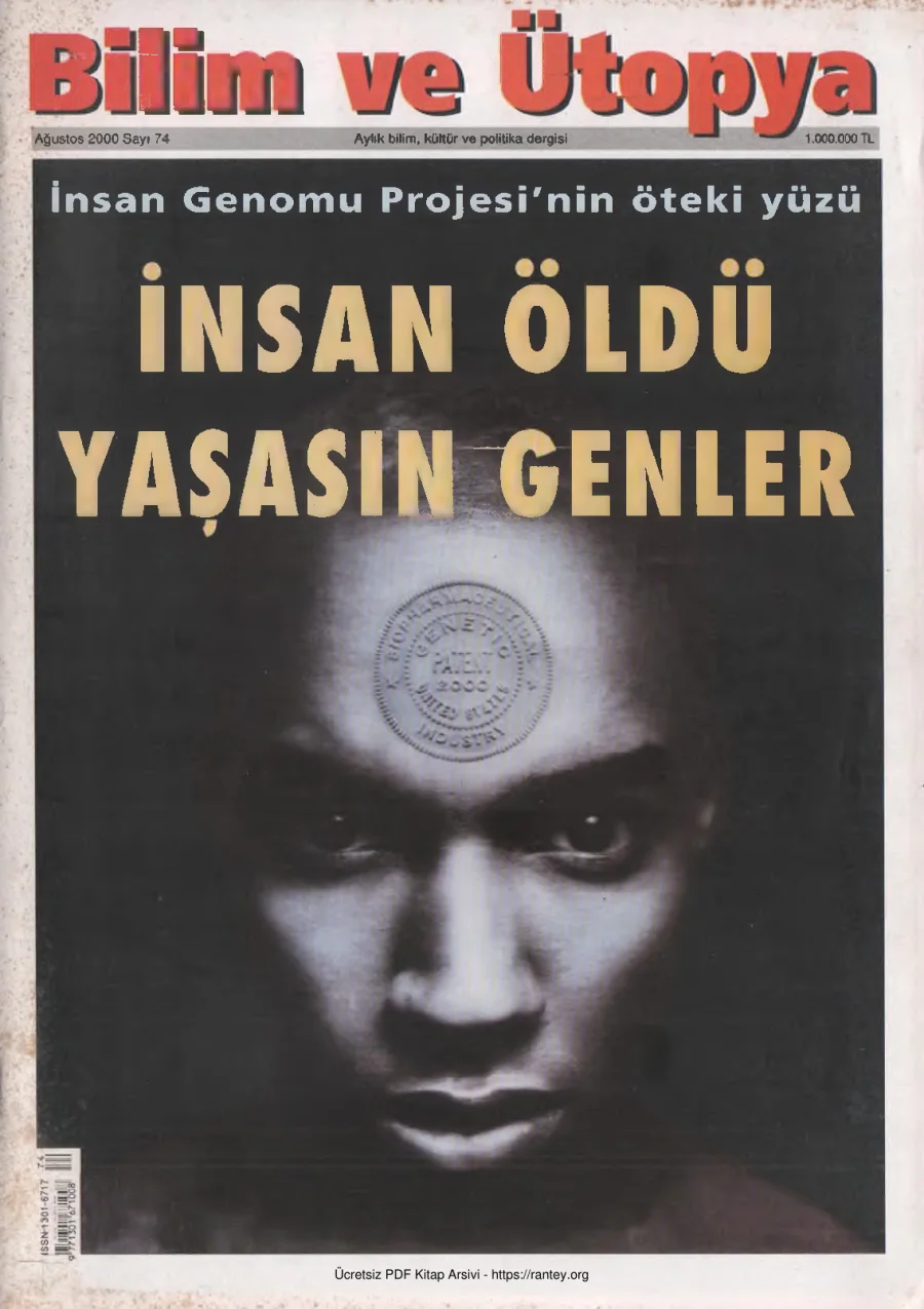 Bilim ve Ütopya Sayı 074 Ağustos 2000 kapak görseli
