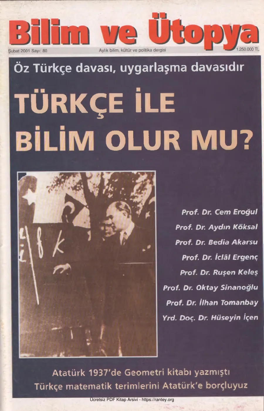 Bilim ve Ütopya Sayı 080 Şubat 2001 kapak görseli