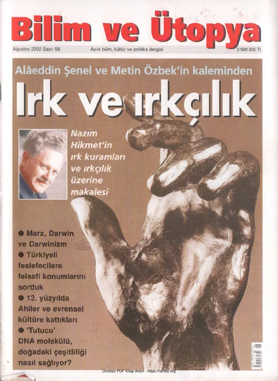 Bilim ve Ütopya Sayı 098 Ağustos 2002 kapak görseli