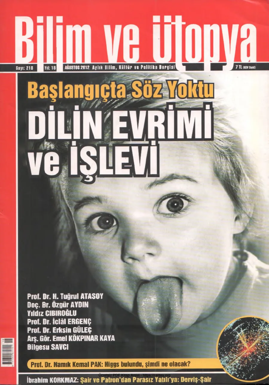 Bilim ve Ütopya Sayı 218 Ağustos 2012 kapak görseli