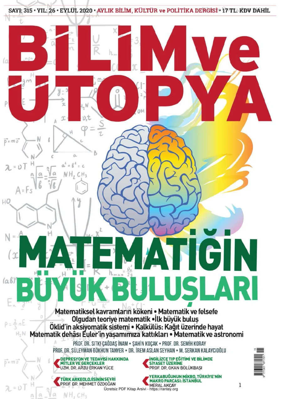 Bilim ve Ütopya Sayı 315 Eylül 2020 kapak görseli