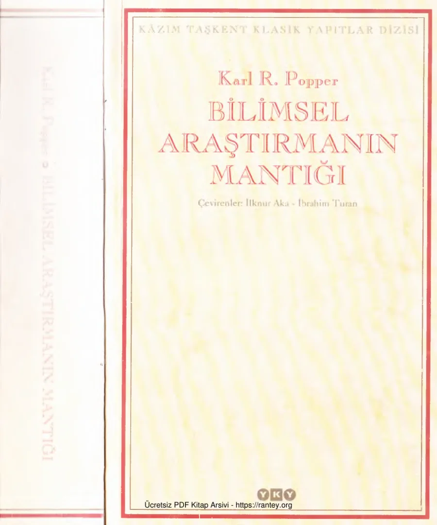 Bilimsel Araştırmanın Mantığı YKY 1998 2 kapak görseli