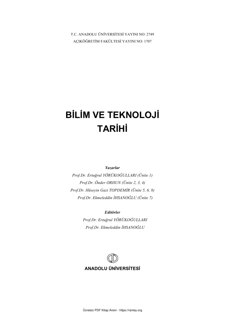 BilimVeTeknolojiTarihi TAR224U kapak görseli