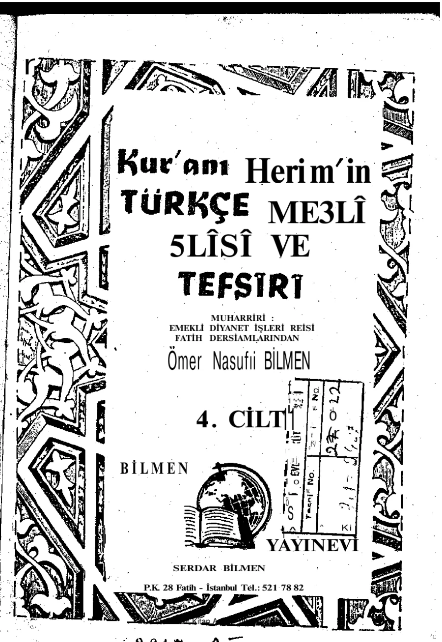 Bilmen Kuranin Meal Alisi ve Tefsiri4 8 kapak görseli