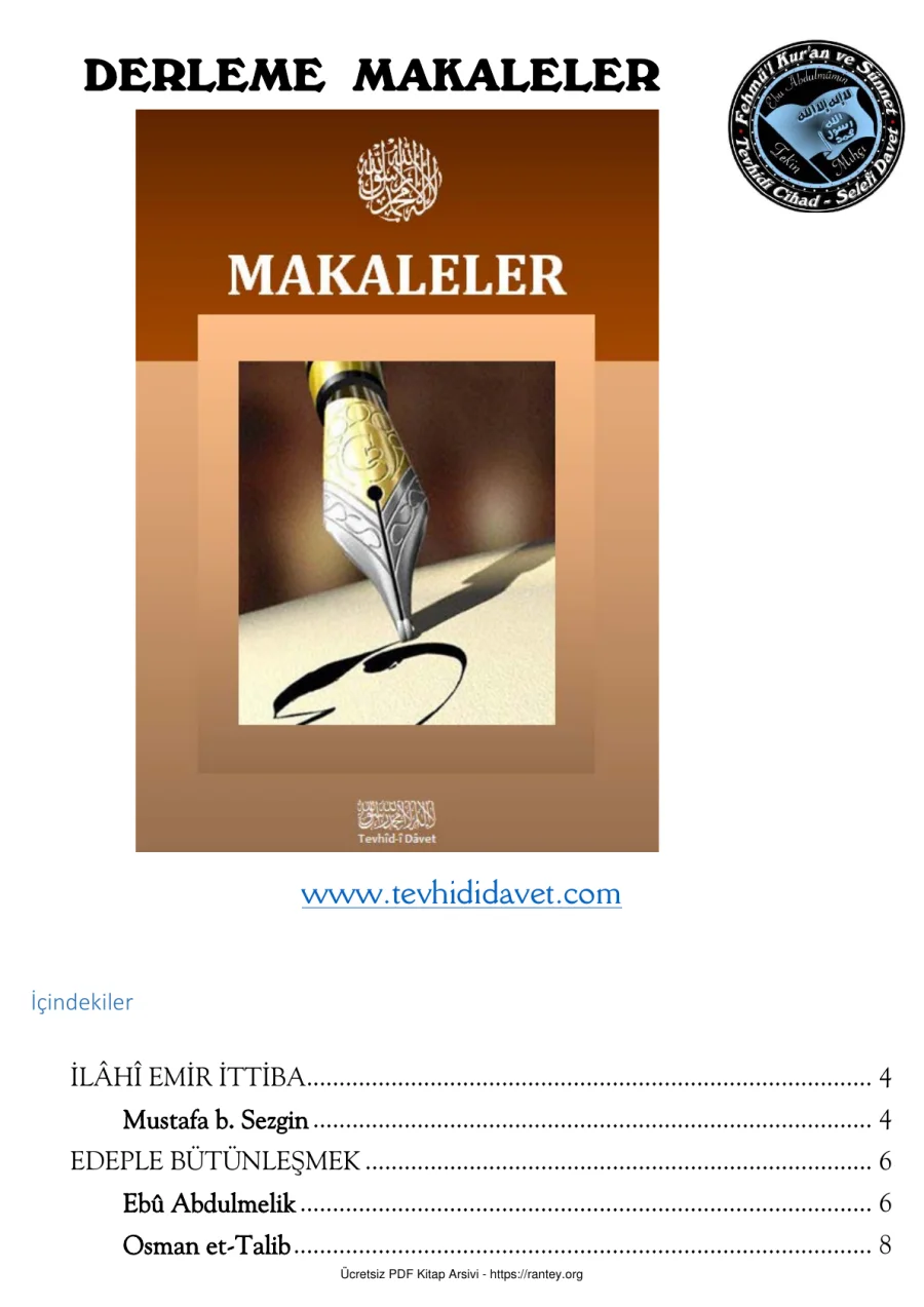 BIR COK ONEMLI KONU DERLEME MAKALELER Ebu Abdulmumin Tekin Mıhçı kapak görseli