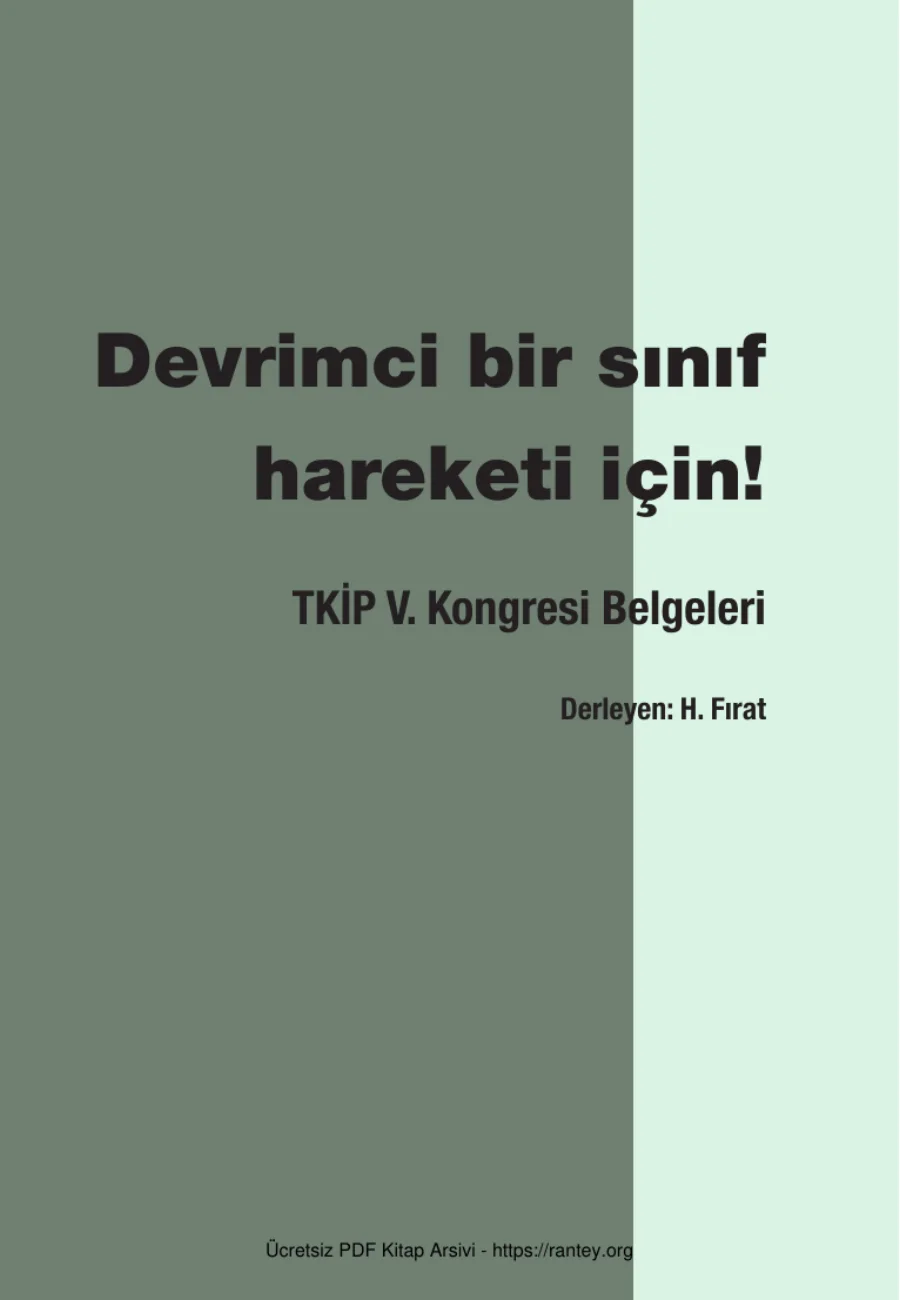 Bir Snıf hareketi İçin TKİP V Kongre Belgeleri kapak görseli