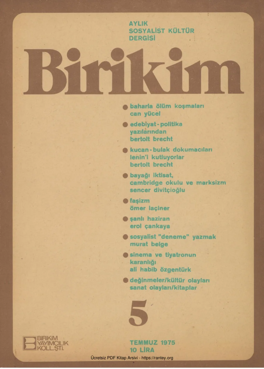 Birikim Sayı 005 1975 Temmuz kapak görseli
