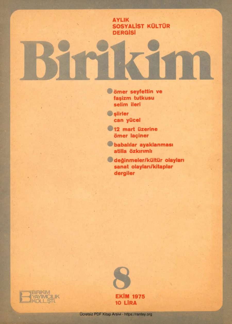 Birikim Sayı 008 1975 Ekim kapak görseli