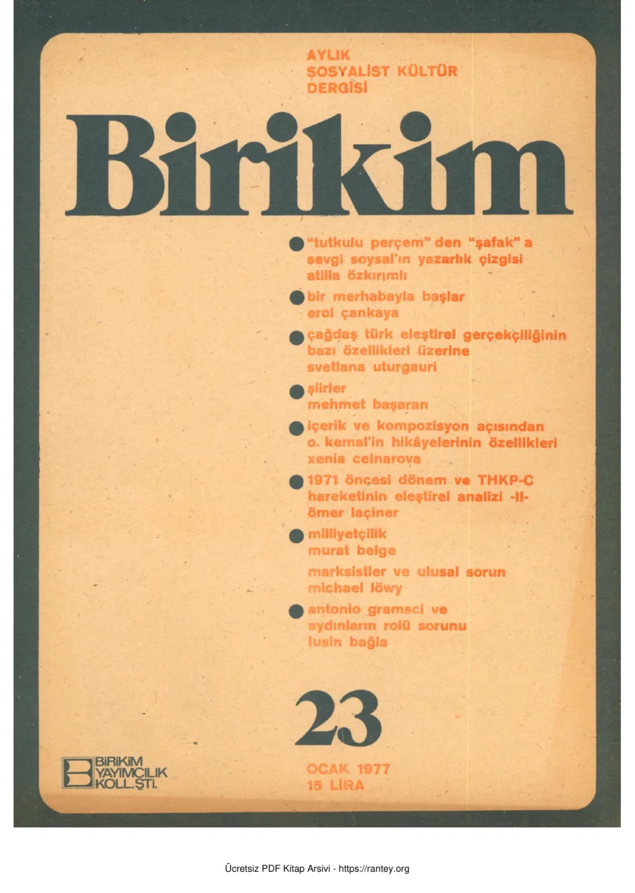Birikim Sayı 023 1977 Ocak kapak görseli