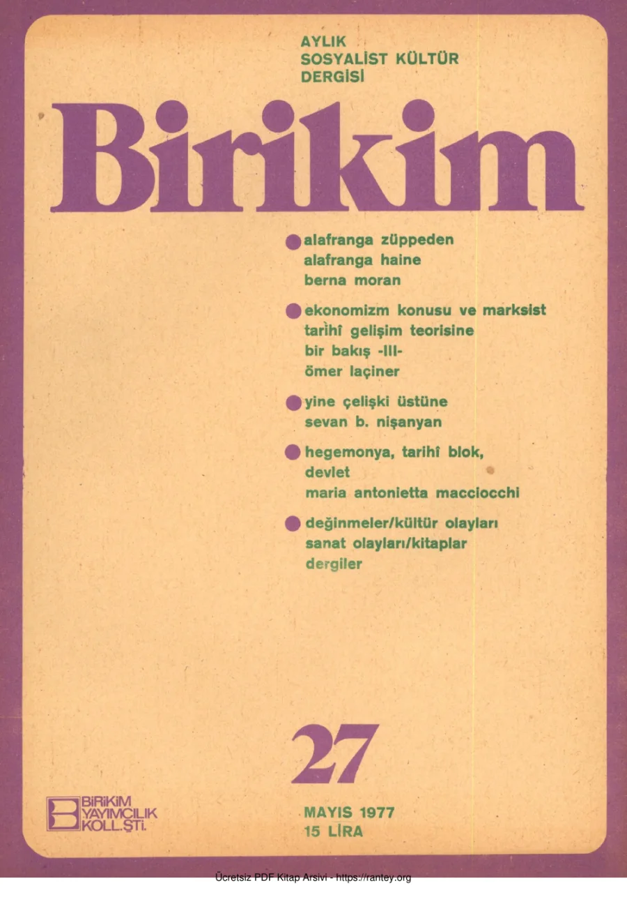 Birikim Sayı 027 1977 Mayıs kapak görseli
