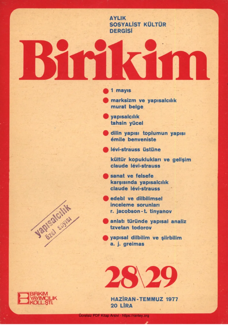 Birikim Sayı 028 029 1977 Haziran Temmuz kapak görseli