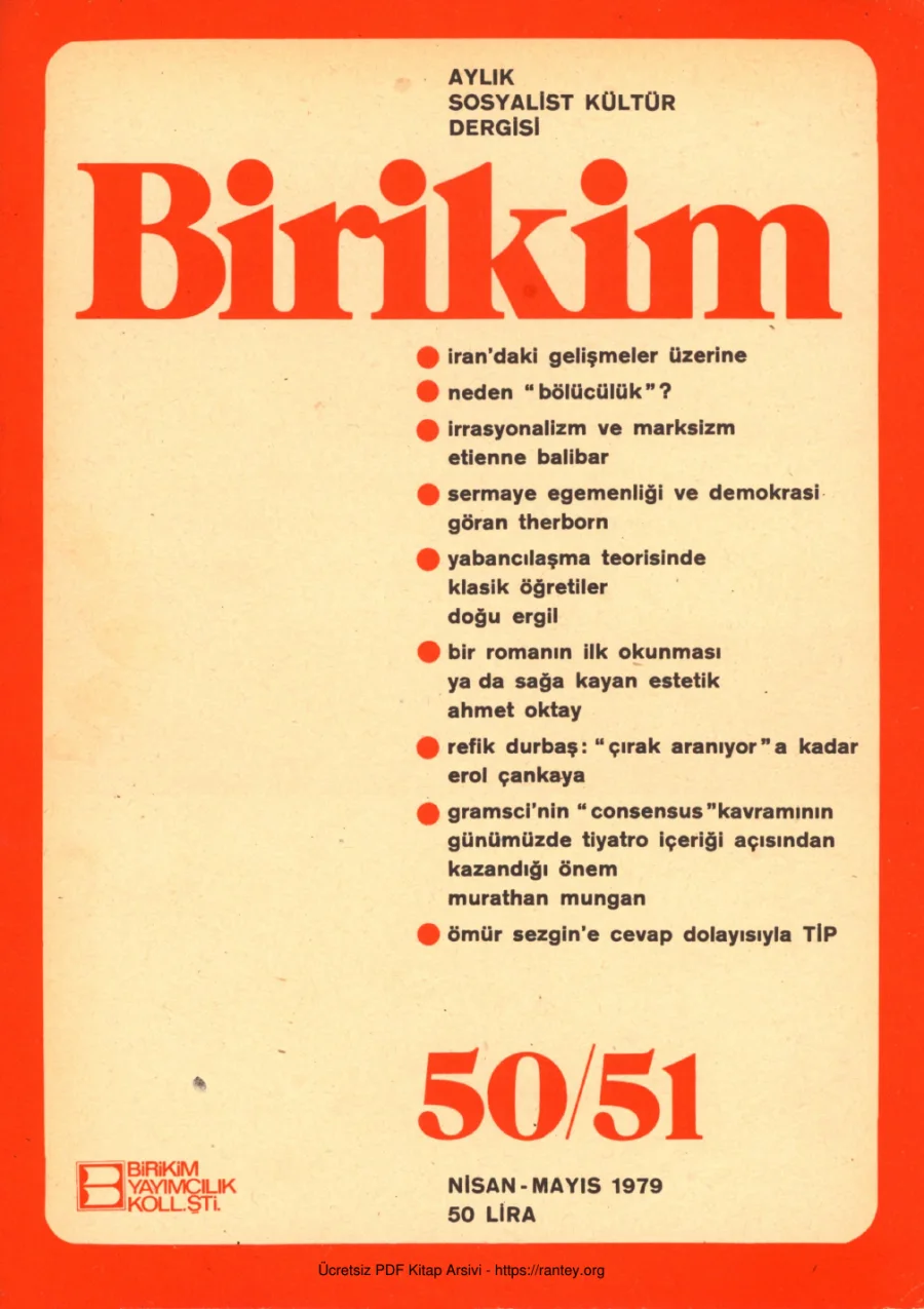 Birikim Sayı 050 051 1979 Nisan Mayıs kapak görseli