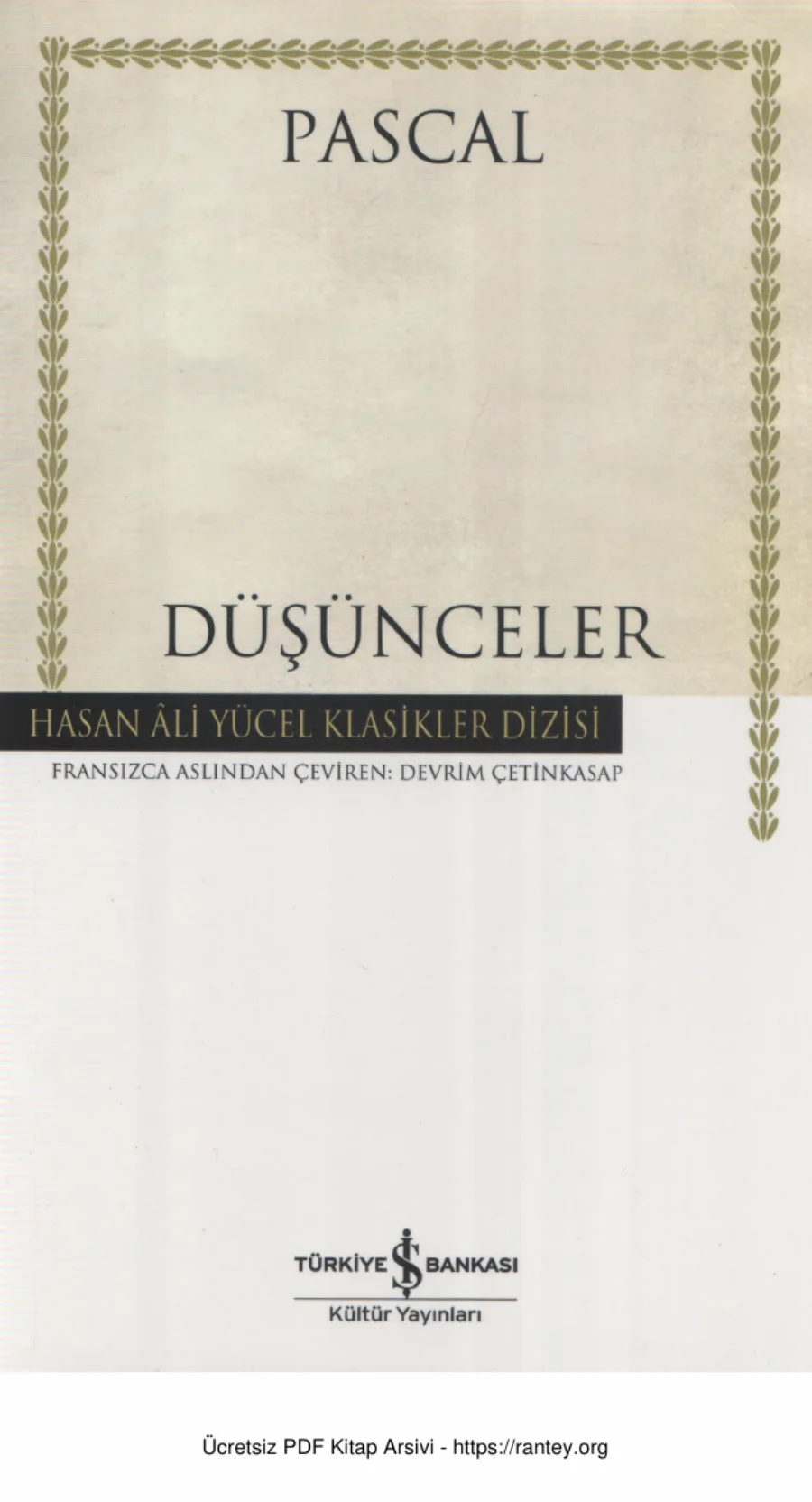 Blaise Pascal Düşünceler kapak görseli