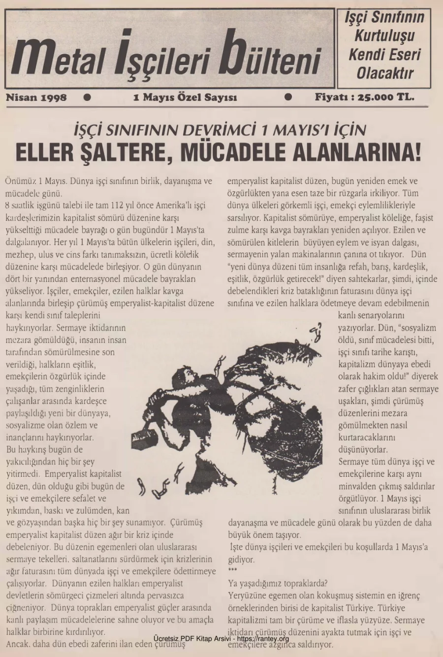 Bülteni 1 Mayıs Özel Sayısı Nisan 1998 kapak görseli