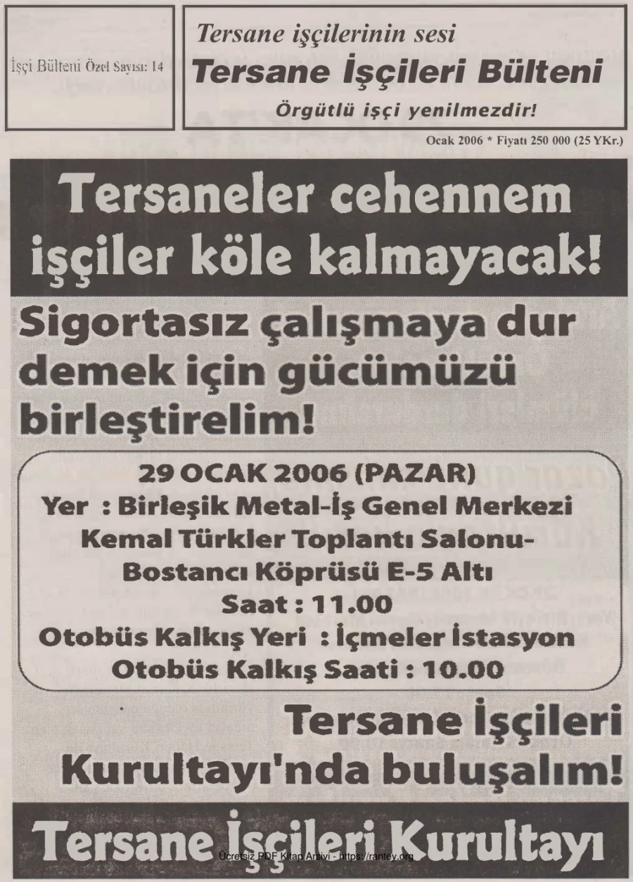 Bülteni İşçi Bülteni Özel Sayı 14 Ocak 2006 kapak görseli