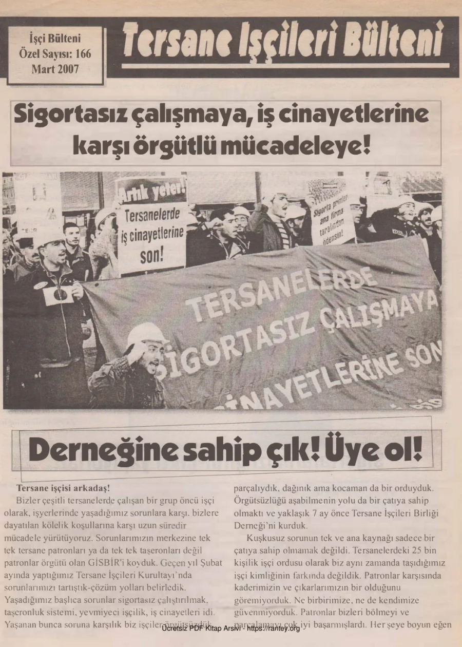 Bülteni İşçi Bülteni Özel Sayı 166 Mart 2007 kapak görseli