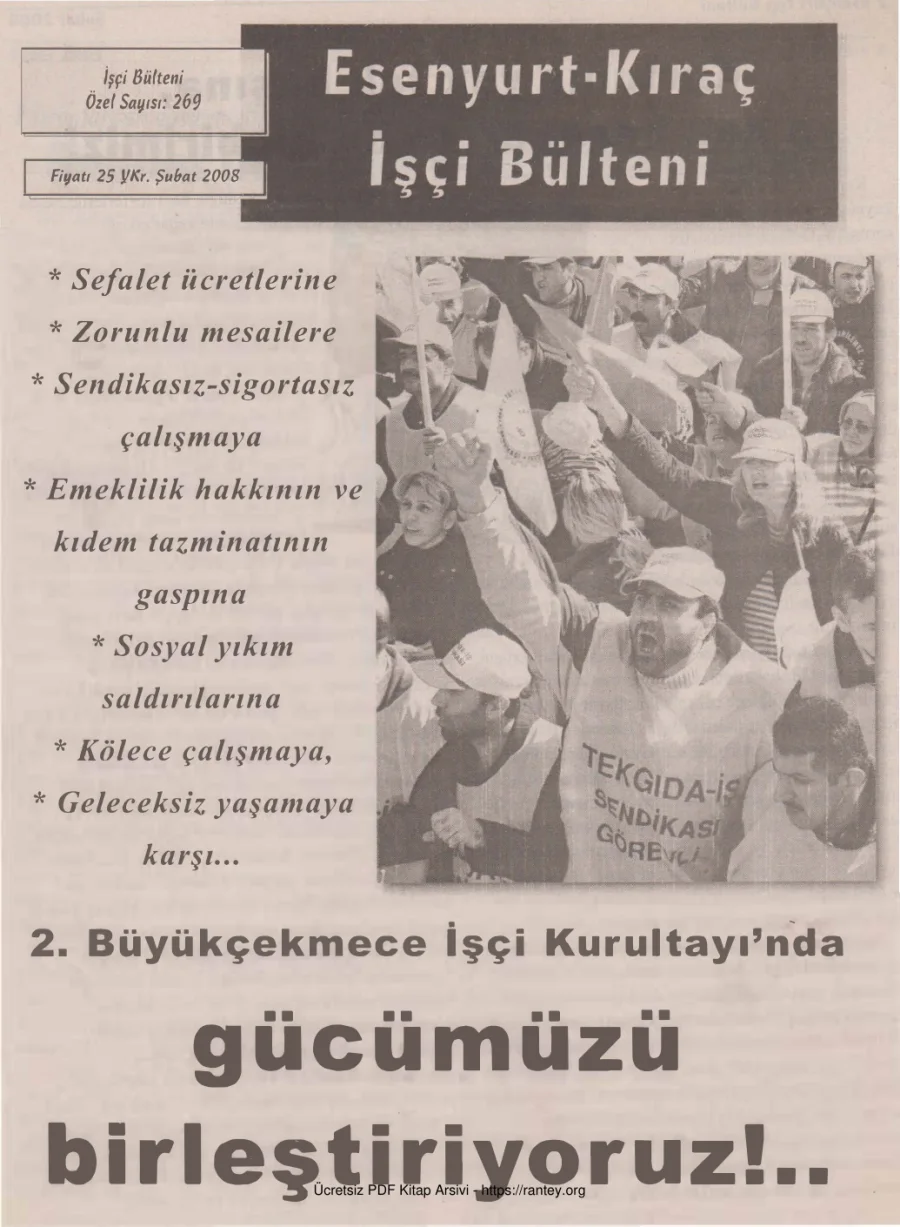 Bülteni İşçi Bülteni Özel Sayı 269 Şubat 2008 kapak görseli
