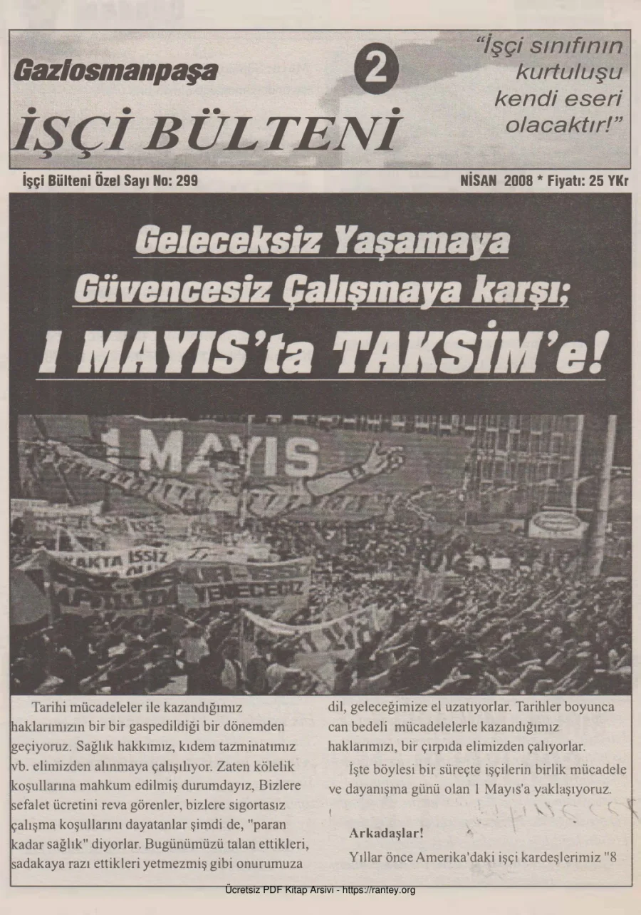 Bülteni İşçi Bülteni Özel Sayı 299 Nisan 2008 kapak görseli