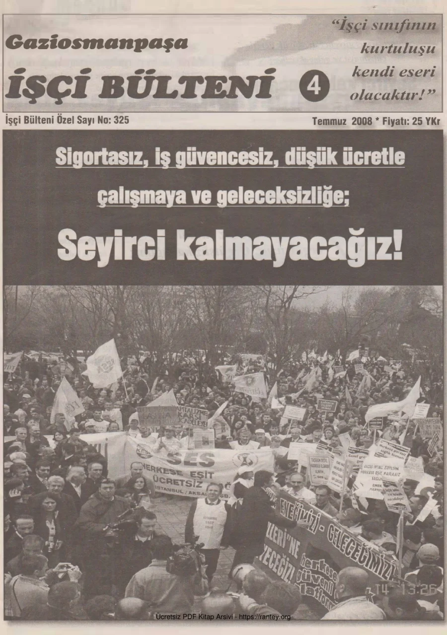 Bülteni İşçi Bülteni Özel Sayı 325 Temmuz 2008 kapak görseli