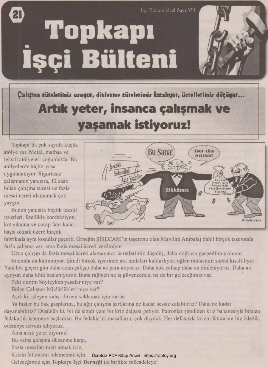 Bülteni İşçi Bülteni Özel Sayı 353 Ekim 2008 kapak görseli