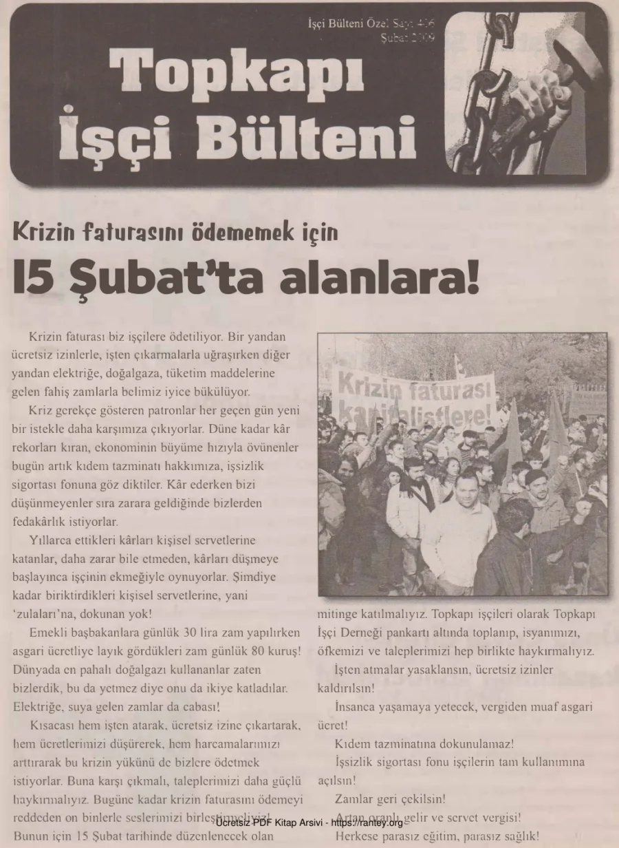Bülteni İşçi Bülteni Özel Sayı 406 Şubat 2009 kapak görseli