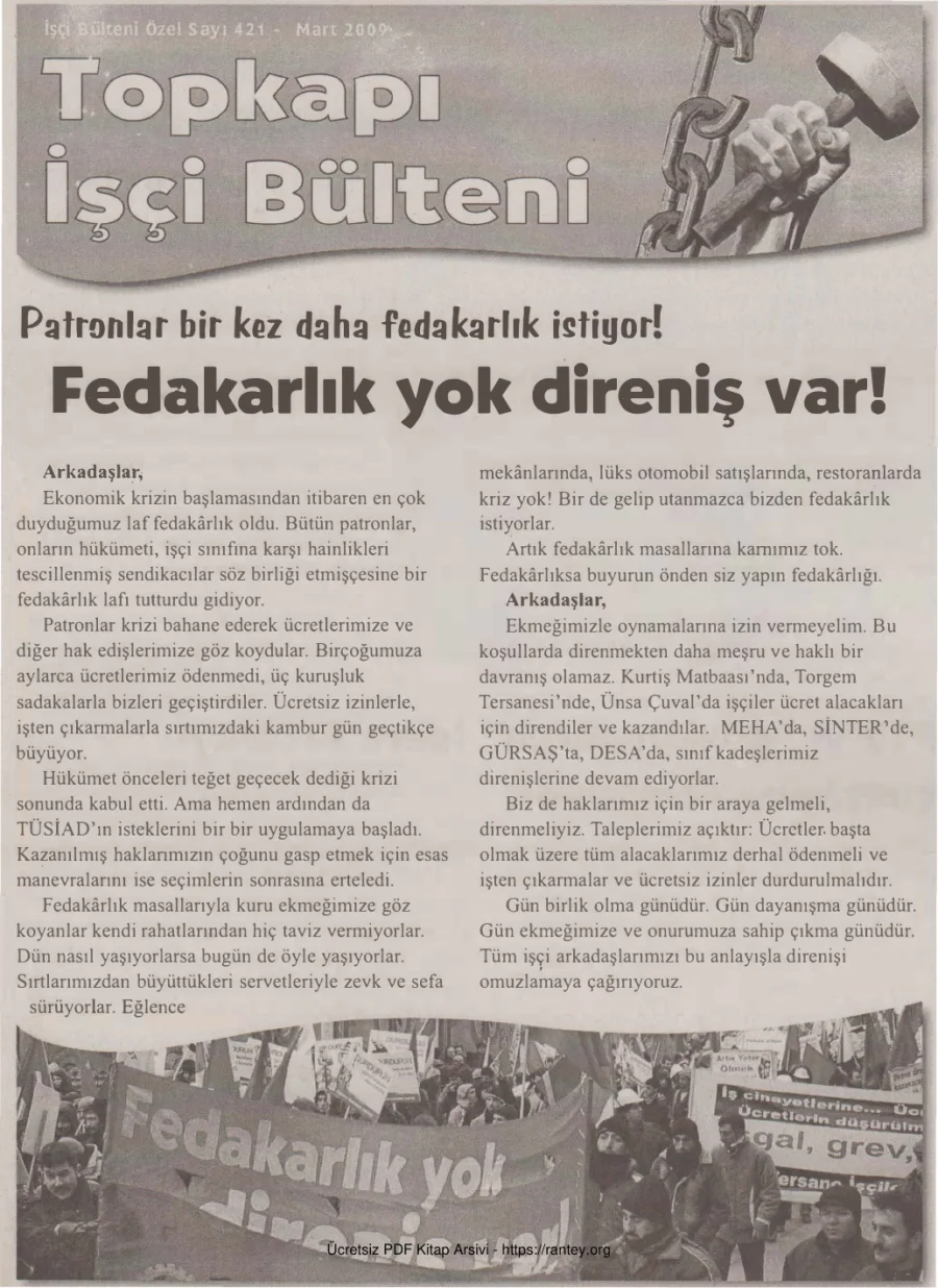Bülteni İşçi Bülteni Özel Sayı 421 Mart 2009 kapak görseli