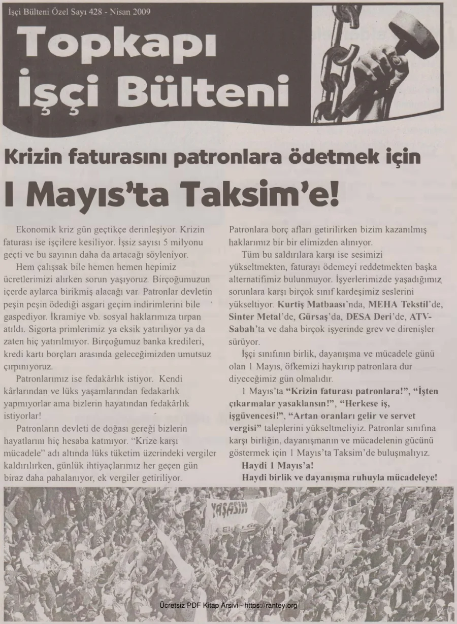 Bülteni İşçi Bülteni Özel Sayı 428 Nisan 2009 kapak görseli