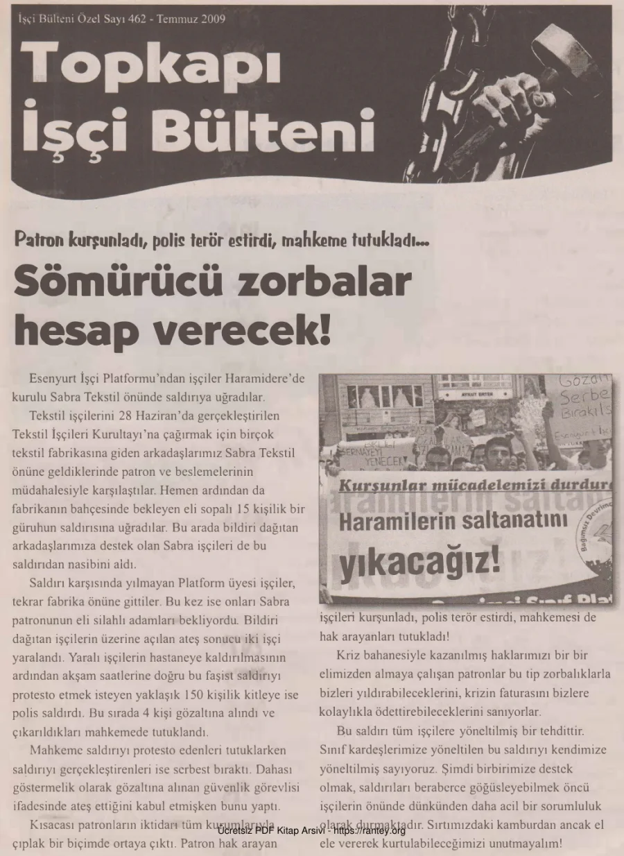 Bülteni İşçi Bülteni Özel Sayı 462 Temmuz 2009 kapak görseli