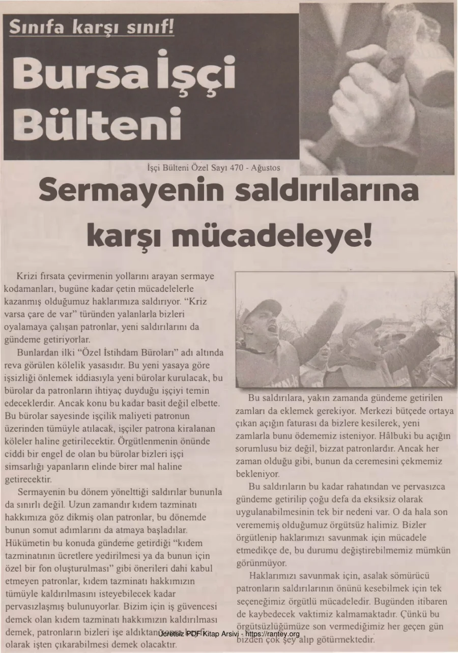 Bülteni İşçi Bülteni Özel Sayı 470 Ağustos 2009 kapak görseli