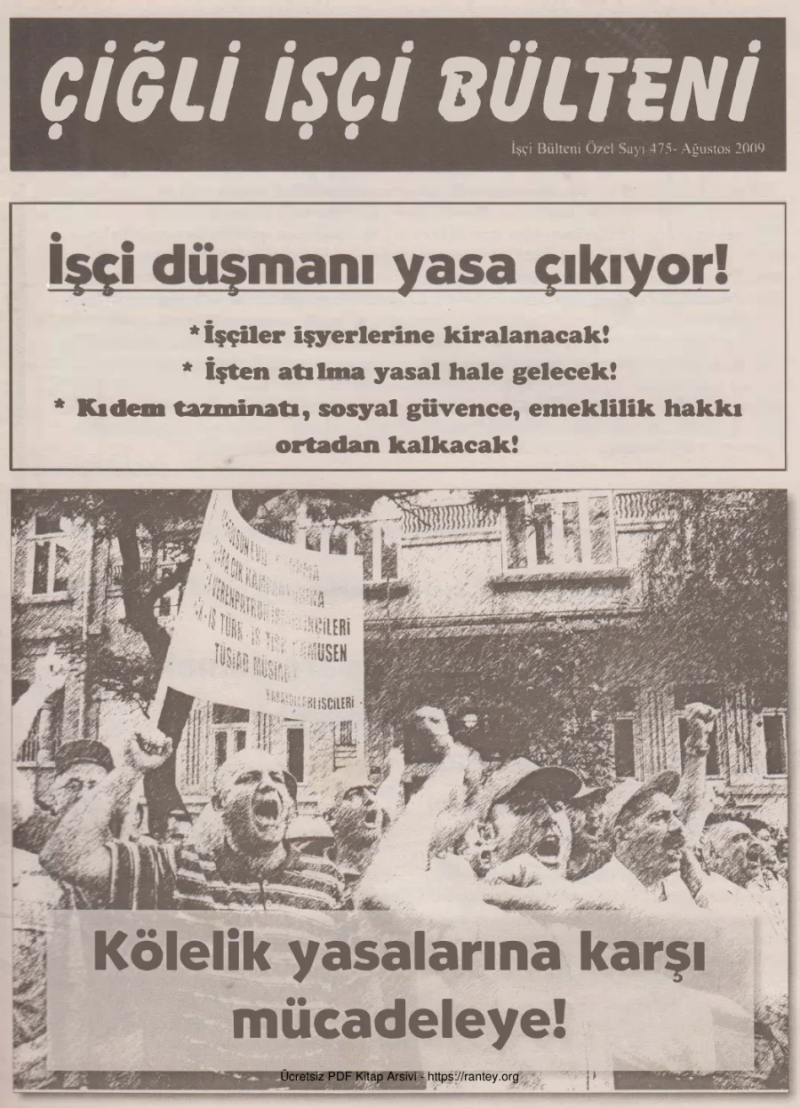 Bülteni İşçi Bülteni Özel Sayı 475 Ağustos 2009 kapak görseli