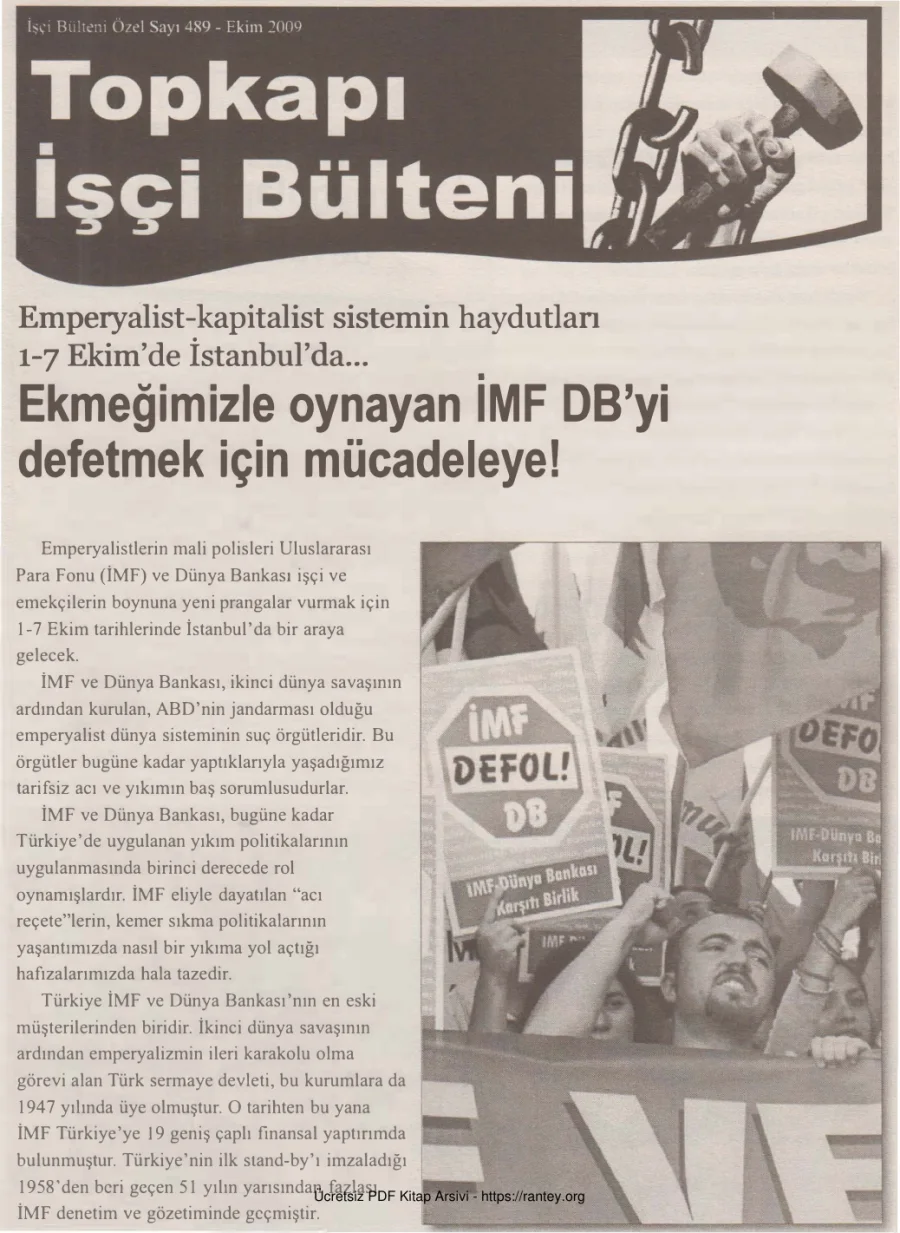 Bülteni İşçi Bülteni Özel Sayı 489 Ekim 2009 kapak görseli