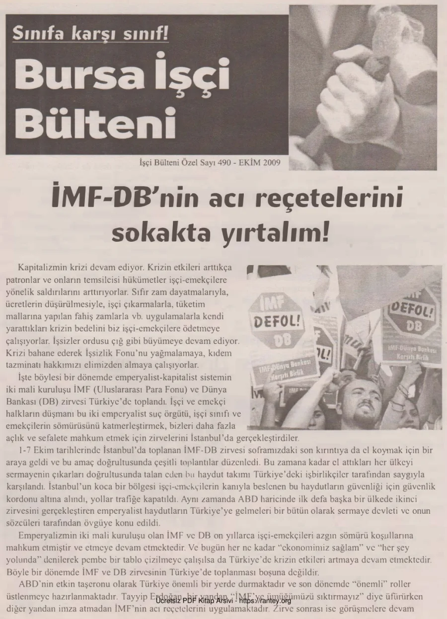 Bülteni İşçi Bülteni Özel Sayı 490 Ekim 2009 kapak görseli