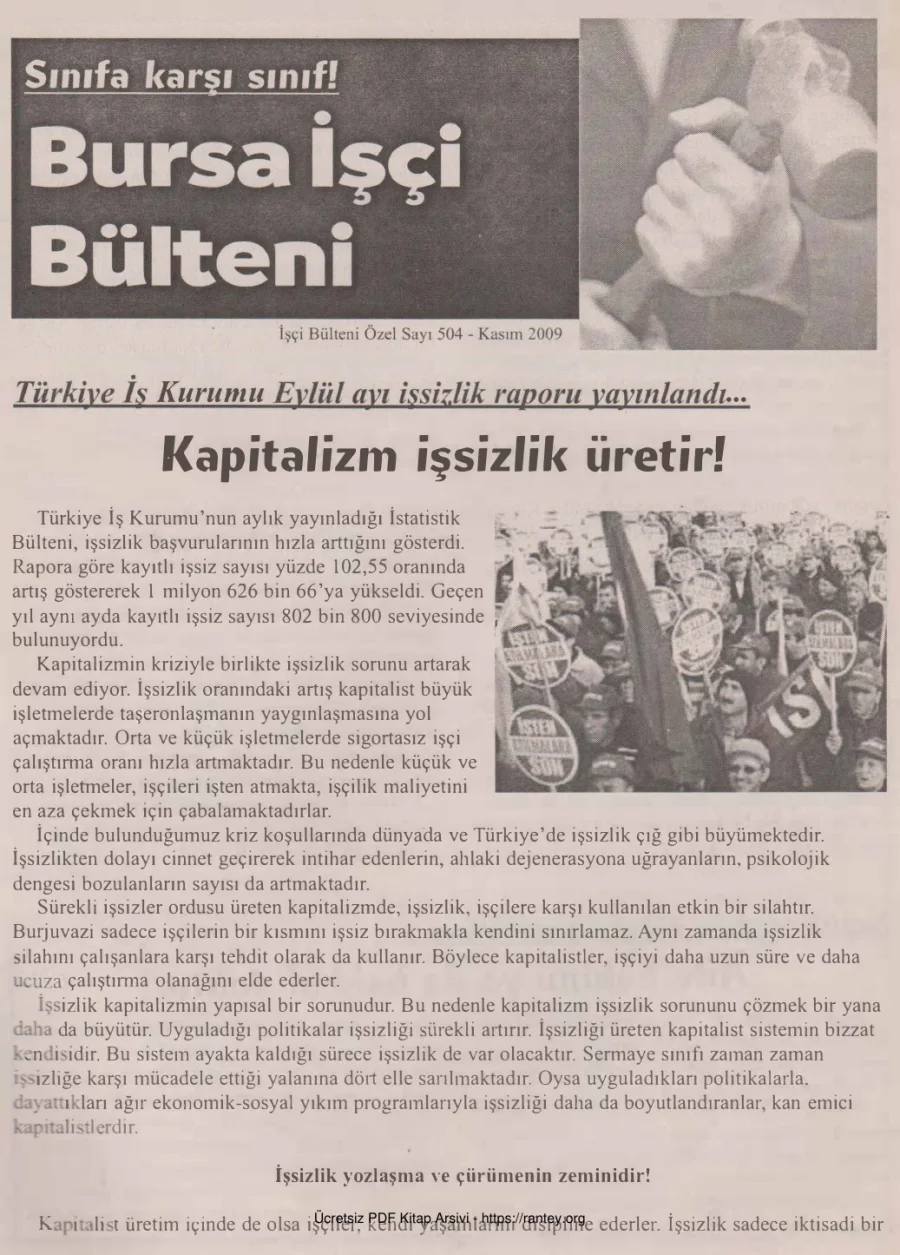 Bülteni İşçi Bülteni Özel Sayı 504 Kasım 2009 kapak görseli