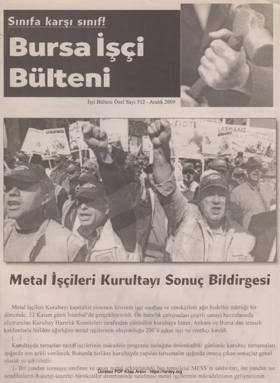 Bülteni İşçi Bülteni Özel Sayı 512 Aralık 2009 kapak görseli